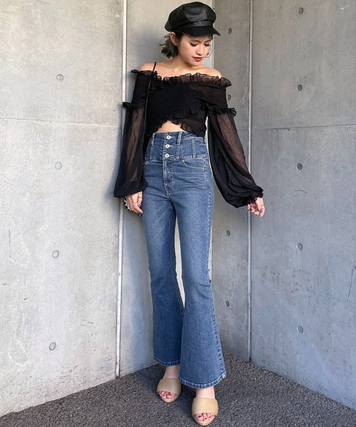 SPIRALGIRL(スパイラルガール)の「ギャザーカシュクールブラウス(シャツ/ブラウス・レディース・オフホワイト/グリーン/ブラック・FREE)」の7枚目の写真