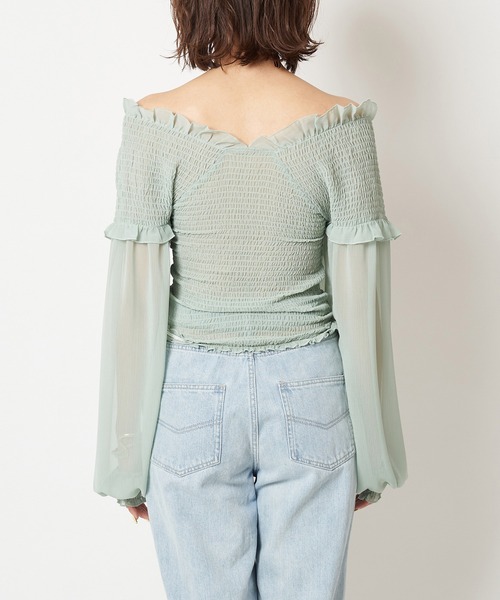 SPIRALGIRL(スパイラルガール)の「ギャザーカシュクールブラウス(シャツ/ブラウス・レディース・オフホワイト/グリーン/ブラック・FREE)」の19枚目の写真