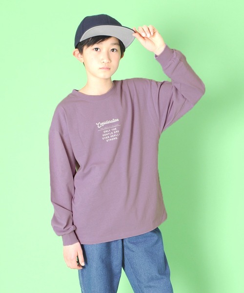 GLAZOS（グラソス）の「天竺・アソートプリント袖リブ長袖Ｔシャツ（Tシャツ/カットソー・キッズ・ホワイト/ダークオレンジ/グリーン/マスタード/パープル/ブルー/チャコールグレー/ライトブルー/グレー/ベージュ系その他/ライトグリーン/ブラック・170cm/130cm/160cm/150cm/140cm）」の11枚目の写真