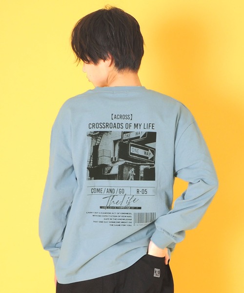 GLAZOS（グラソス）の「天竺・アソートプリント袖リブ長袖Ｔシャツ（Tシャツ/カットソー・キッズ・ホワイト/ダークオレンジ/グリーン/マスタード/パープル/ブルー/チャコールグレー/ライトブルー/グレー/ベージュ系その他/ライトグリーン/ブラック・170cm/130cm/160cm/150cm/140cm）」の9枚目の写真