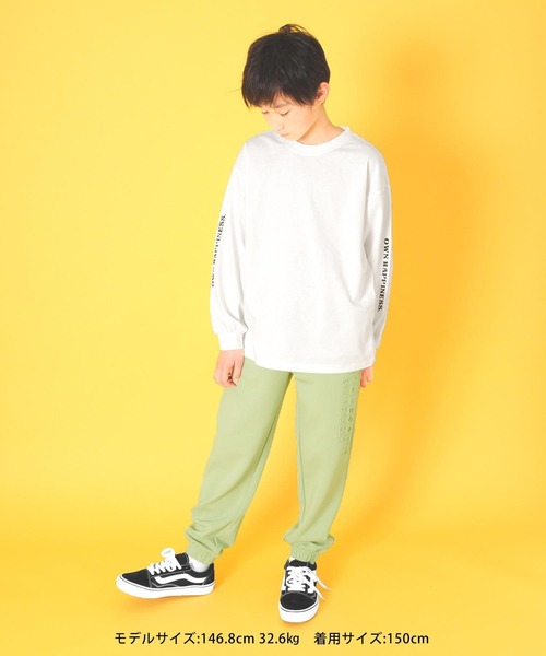 GLAZOS（グラソス）の「天竺・アソートプリント袖リブ長袖Ｔシャツ（Tシャツ/カットソー・キッズ・ホワイト/ダークオレンジ/グリーン/マスタード/パープル/ブルー/チャコールグレー/ライトブルー/グレー/ベージュ系その他/ライトグリーン/ブラック・170cm/130cm/160cm/150cm/140cm）」の22枚目の写真