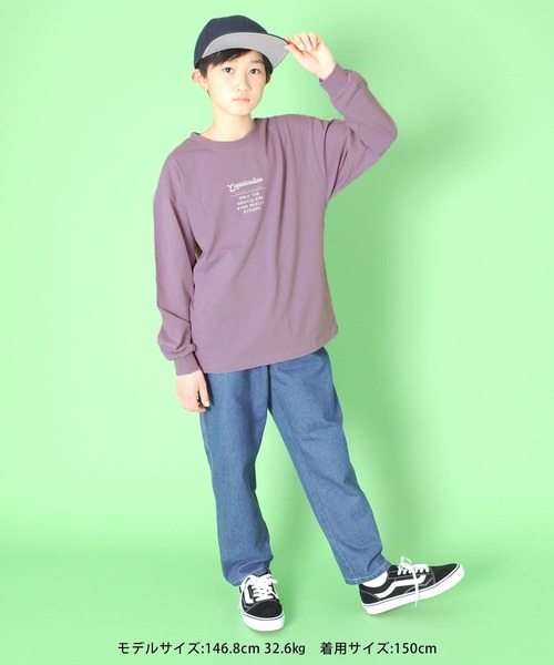 GLAZOS（グラソス）の「天竺・アソートプリント袖リブ長袖Ｔシャツ（Tシャツ/カットソー・キッズ・ホワイト/ダークオレンジ/グリーン/マスタード/パープル/ブルー/チャコールグレー/ライトブルー/グレー/ベージュ系その他/ライトグリーン/ブラック・170cm/130cm/160cm/150cm/140cm）」の21枚目の写真