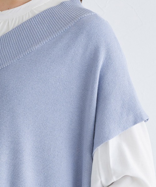 Pierrot（ピエロ）の「Vネックルーズニットベスト（ベスト・レディース・ブラック/モカ/アイボリー/ブルー・M/L）」の21枚目の写真