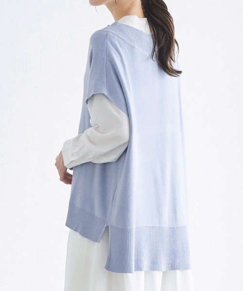 Pierrot（ピエロ）の「Vネックルーズニットベスト（ベスト・レディース・ブラック/モカ/アイボリー/ブルー・M/L）」の19枚目の写真