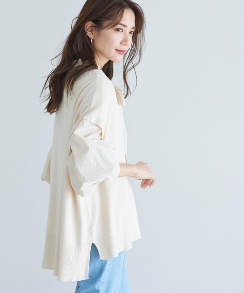 Pierrot（ピエロ）の「Vネックルーズニットベスト（ベスト・レディース・ブラック/モカ/アイボリー/ブルー・M/L）」の13枚目の写真
