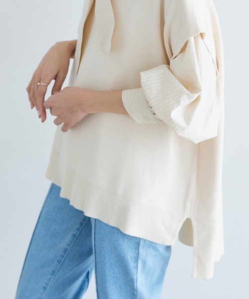 Pierrot（ピエロ）の「Vネックルーズニットベスト（ベスト・レディース・ブラック/モカ/アイボリー/ブルー・M/L）」の10枚目の写真