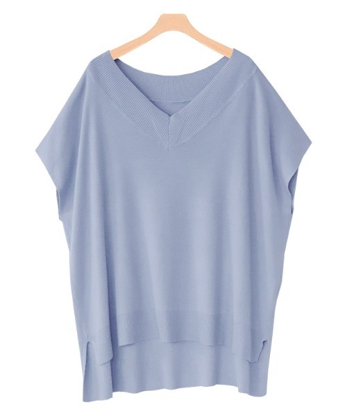 Pierrot（ピエロ）の「Vネックルーズニットベスト（ベスト・レディース・ブラック/モカ/アイボリー/ブルー・M/L）」の14枚目の写真