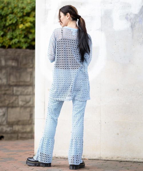 X-girl（エックスガール）の「CROCHET S/S TEE（Tシャツ/カットソー・レディース・ライトブルー/ブラック/オフホワイト・S/M）」の10枚目の写真