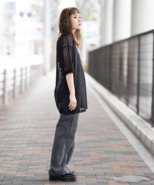 X-girl（エックスガール）の「CROCHET S/S TEE（Tシャツ/カットソー・レディース・ライトブルー/ブラック/オフホワイト・S/M）」の16枚目の写真