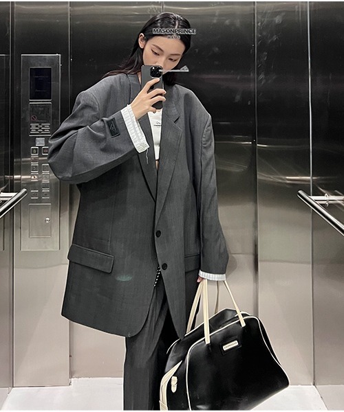 MASONPRINCE（メイソンプリンス）の「2タックオリジナルチェックスラックス SK2083 【MASONPRINCE】（スラックス・メンズ・ダークグレー・M/S/XL/L）」の4枚目の写真