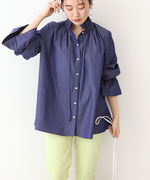 限定価格】IENA コットンシュリンクフリルハーフスリーブ