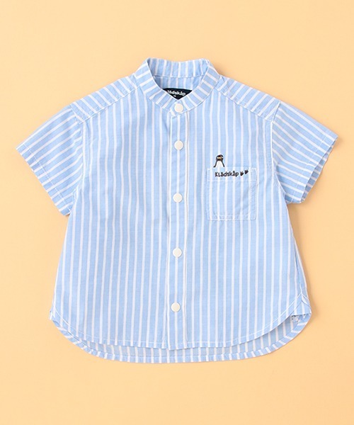 kladskap（クレードスコープ）の「ヒョッコリペンギン半袖バンドカラーシャツ（シャツ/ブラウス・キッズ・サックスブルー/オフホワイト・130cm/110cm/100cm/120cm/90cm）」の2枚目の写真