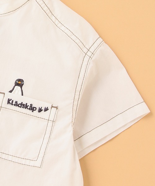kladskap（クレードスコープ）の「ヒョッコリペンギン半袖バンドカラーシャツ（シャツ/ブラウス・キッズ・サックスブルー/オフホワイト・130cm/110cm/100cm/120cm/90cm）」の10枚目の写真