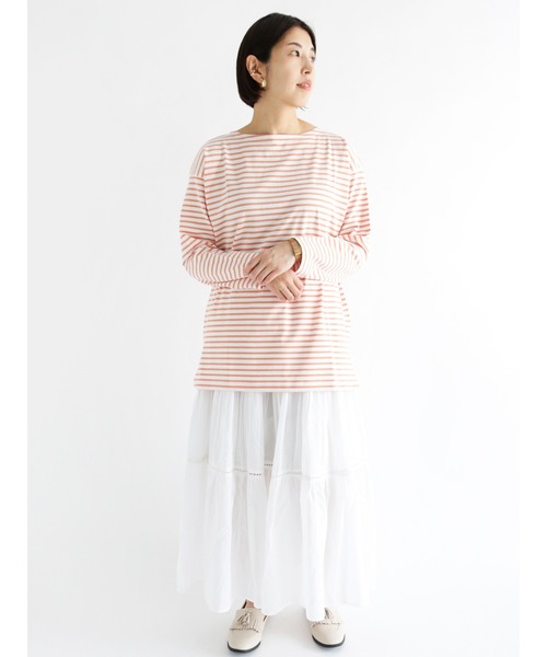 Lugnoncure（ルノンキュール）の「オーバーサイズバスクボーダーTシャツ（Tシャツ/カットソー・レディース・サックスブルー/オレンジ/ブルー・ﾌﾘ-）」の6枚目の写真