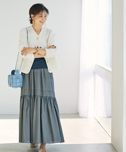 ROPE'（ロペ）の「金ボタンニットカーディガンジャケット（カーディガン/ボレロ・レディース・ホワイト/ブルー/ネイビー・36/38）」の5枚目の写真