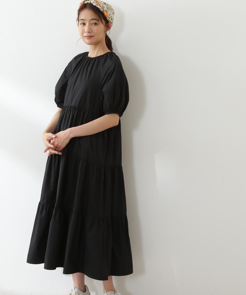 N.(N. Natural Beauty Basic)(エヌエヌナチュラルビューティーベーシック)の「◆ギャザーティアードコットンワンピース(ワンピース・レディース・ベージュ/パープル/イエロー/ブラック・MEDIUM)」の12枚目の写真