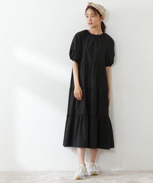 N.(N. Natural Beauty Basic)(エヌエヌナチュラルビューティーベーシック)の「◆ギャザーティアードコットンワンピース(ワンピース・レディース・ベージュ/パープル/イエロー/ブラック・MEDIUM)」の11枚目の写真