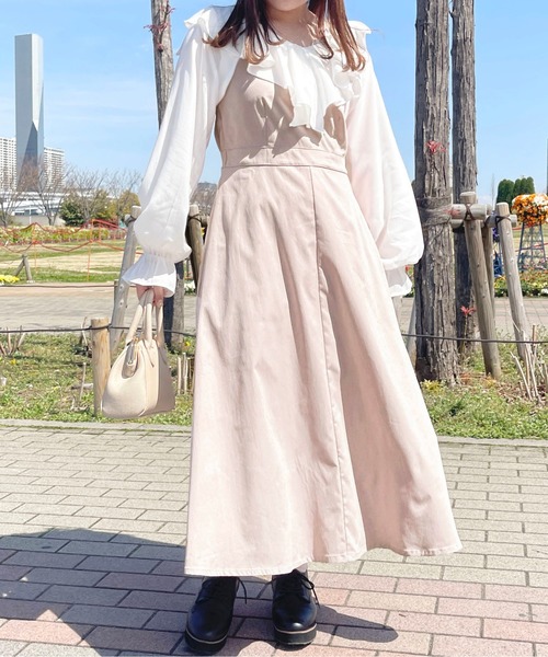 apres jour(アプレジュール)の「ロングキャミワンピース【ZOZOTOWN限定アイテム】(ワンピース・レディース・アイボリー/ブラック/ライトピンク/ベージュ・フリー/X-LARGE)」の4枚目の写真