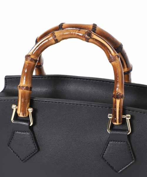 Simplicite(サンプリシテ)の「バンブーハンドルバッグ(ハンドバッグ・レディース・ホワイト/ブラック/グリーン・FREE)」の14枚目の写真