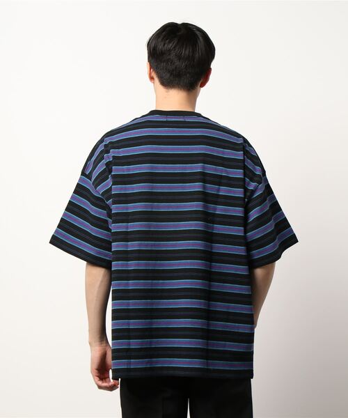 BACK NUMBER（バックナンバー）の「【BACK NUMBER】ビッグシルエットマルチボーダーＴシャツ（Tシャツ/カットソー・メンズ・ベージュ/イエロー/ブラック/グリーン・M/S/L/XL）」の10枚目の写真