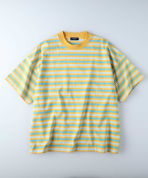 BACK NUMBER（バックナンバー）の「【BACK NUMBER】ビッグシルエットマルチボーダーＴシャツ（Tシャツ/カットソー・メンズ・ベージュ/イエロー/ブラック/グリーン・M/S/L/XL）」の14枚目の写真