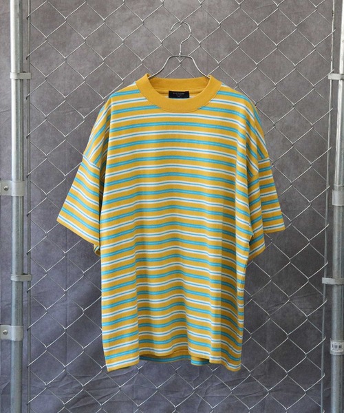 BACK NUMBER（バックナンバー）の「【BACK NUMBER】ビッグシルエットマルチボーダーＴシャツ（Tシャツ/カットソー・メンズ・ベージュ/イエロー/ブラック/グリーン・M/S/L/XL）」の16枚目の写真