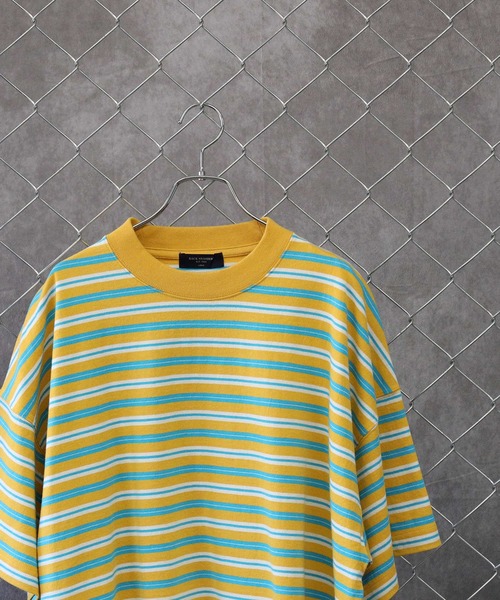 BACK NUMBER（バックナンバー）の「【BACK NUMBER】ビッグシルエットマルチボーダーＴシャツ（Tシャツ/カットソー・メンズ・ベージュ/イエロー/ブラック/グリーン・M/S/L/XL）」の17枚目の写真