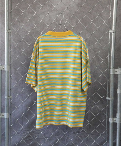 BACK NUMBER（バックナンバー）の「【BACK NUMBER】ビッグシルエットマルチボーダーＴシャツ（Tシャツ/カットソー・メンズ・ベージュ/イエロー/ブラック/グリーン・M/S/L/XL）」の15枚目の写真
