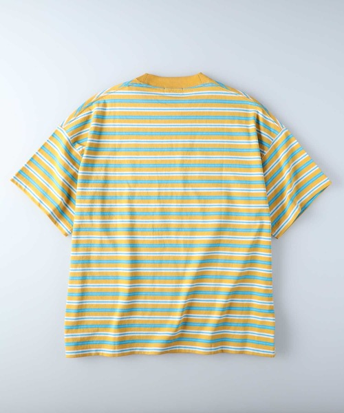 BACK NUMBER（バックナンバー）の「【BACK NUMBER】ビッグシルエットマルチボーダーＴシャツ（Tシャツ/カットソー・メンズ・ベージュ/イエロー/ブラック/グリーン・M/S/L/XL）」の13枚目の写真