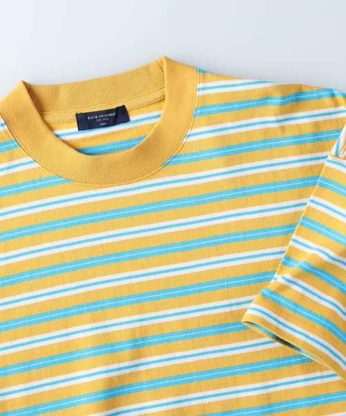 BACK NUMBER（バックナンバー）の「【BACK NUMBER】ビッグシルエットマルチボーダーＴシャツ（Tシャツ/カットソー・メンズ・ベージュ/イエロー/ブラック/グリーン・M/S/L/XL）」の12枚目の写真