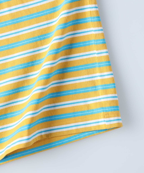 BACK NUMBER（バックナンバー）の「【BACK NUMBER】ビッグシルエットマルチボーダーＴシャツ（Tシャツ/カットソー・メンズ・ベージュ/イエロー/ブラック/グリーン・M/S/L/XL）」の11枚目の写真