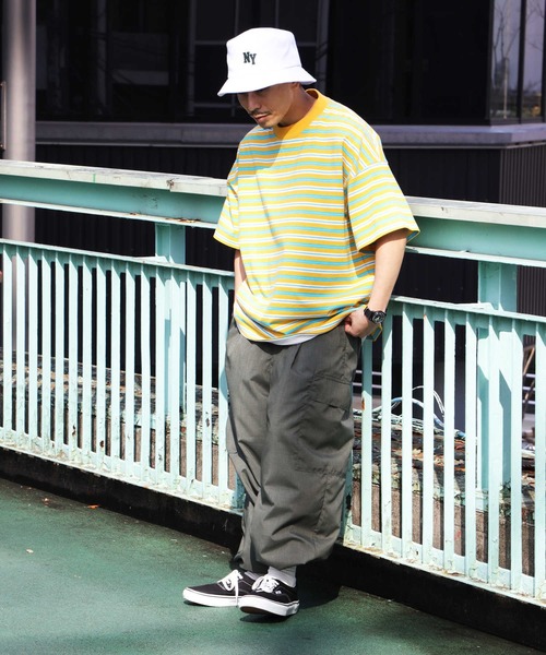 BACK NUMBER（バックナンバー）の「【BACK NUMBER】ビッグシルエットマルチボーダーＴシャツ（Tシャツ/カットソー・メンズ・ベージュ/イエロー/ブラック/グリーン・M/S/L/XL）」の19枚目の写真