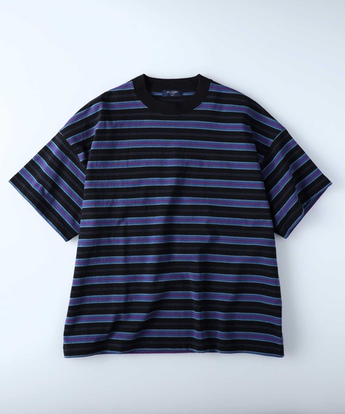 BACK NUMBER（バックナンバー）の「【BACK NUMBER】ビッグシルエットマルチボーダーＴシャツ（Tシャツ/カットソー・メンズ・ベージュ/イエロー/ブラック/グリーン・M/S/L/XL）」の5枚目の写真