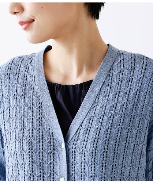 NEWYORKER（ニューヨーカー）の「コットンブークレー Vネックニット