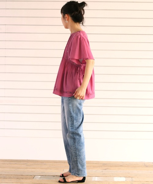 cepo(セポ)の「サイドリボンレースフレアブラウス(シャツ/ブラウス・レディース・ブラック/オフホワイト/パープル・M)」の4枚目の写真