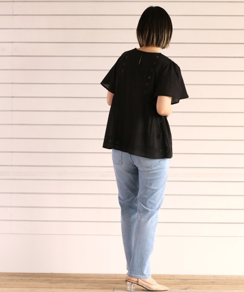 cepo(セポ)の「サイドリボンレースフレアブラウス(シャツ/ブラウス・レディース・ブラック/オフホワイト/パープル・M)」の9枚目の写真