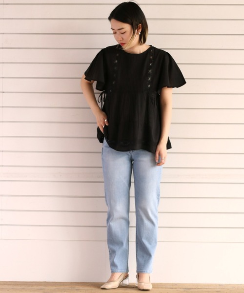 cepo(セポ)の「サイドリボンレースフレアブラウス(シャツ/ブラウス・レディース・ブラック/オフホワイト/パープル・M)」の12枚目の写真