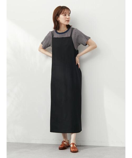 Green Parks(グリーンパークス)の「マルチボーダーランダムリブTシャツ(Tシャツ/カットソー・レディース・ネイビー/ブラウン/グリーン・FREE)」の4枚目の写真