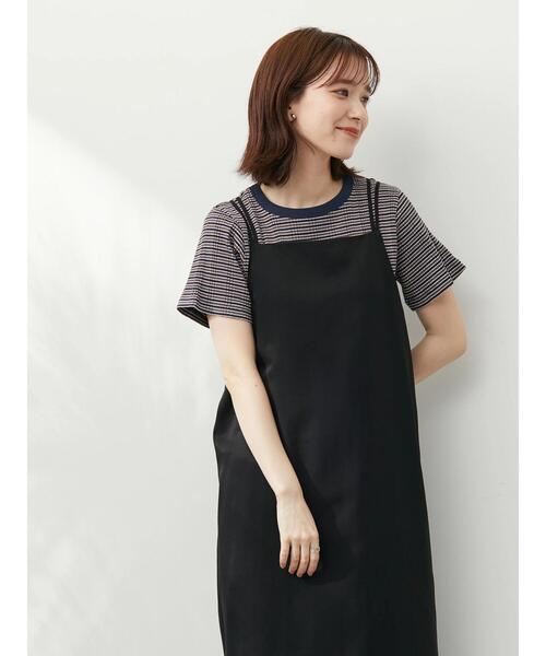 Green Parks(グリーンパークス)の「マルチボーダーランダムリブTシャツ(Tシャツ/カットソー・レディース・ネイビー/ブラウン/グリーン・FREE)」の7枚目の写真