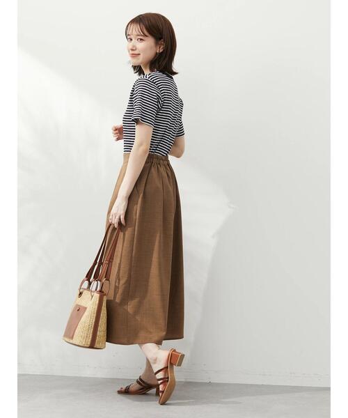 Green Parks(グリーンパークス)の「マルチボーダーランダムリブTシャツ(Tシャツ/カットソー・レディース・ネイビー/ブラウン/グリーン・FREE)」の14枚目の写真