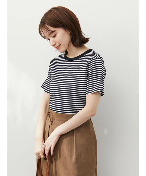 Green Parks(グリーンパークス)の「マルチボーダーランダムリブTシャツ(Tシャツ/カットソー・レディース・ネイビー/ブラウン/グリーン・FREE)」の16枚目の写真