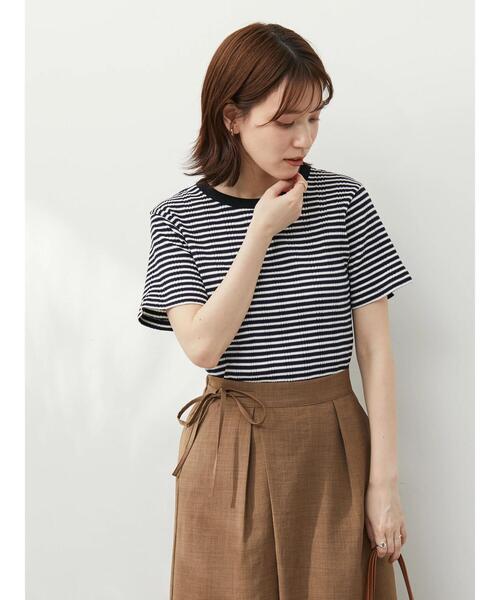 Green Parks(グリーンパークス)の「マルチボーダーランダムリブTシャツ(Tシャツ/カットソー・レディース・ネイビー/ブラウン/グリーン・FREE)」の17枚目の写真