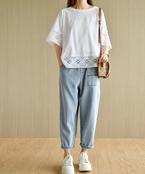 Doux Belle(ドゥーベル)の「ポイントシースルートップス(Tシャツ/カットソー・レディース・ホワイト/ブラック/ダークブラウン/ベージュ・FREE)」の10枚目の写真