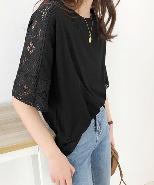 Doux Belle(ドゥーベル)の「ポイントシースルートップス(Tシャツ/カットソー・レディース・ホワイト/ブラック/ダークブラウン/ベージュ・FREE)」の16枚目の写真