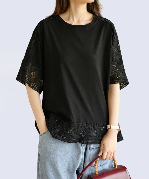 Doux Belle(ドゥーベル)の「ポイントシースルートップス(Tシャツ/カットソー・レディース・ホワイト/ブラック/ダークブラウン/ベージュ・FREE)」の13枚目の写真