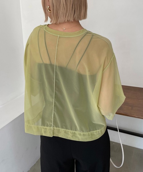 CAPRICIEUX LE'MAGE(カプリシューレマージュ)の「パワーメッシュTシャツ(Tシャツ/カットソー・レディース・ブラック/ベージュ/ライム・FREE)」の6枚目の写真