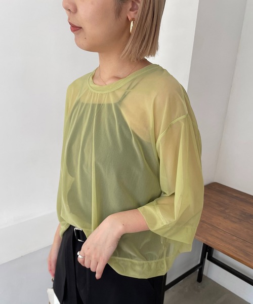 CAPRICIEUX LE'MAGE(カプリシューレマージュ)の「パワーメッシュTシャツ(Tシャツ/カットソー・レディース・ブラック/ベージュ/ライム・FREE)」の19枚目の写真