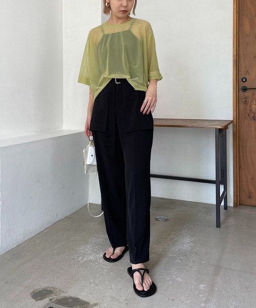 CAPRICIEUX LE'MAGE(カプリシューレマージュ)の「パワーメッシュTシャツ(Tシャツ/カットソー・レディース・ブラック/ベージュ/ライム・FREE)」の15枚目の写真