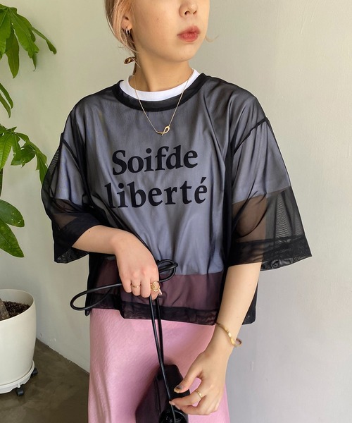 CAPRICIEUX LE'MAGE(カプリシューレマージュ)の「パワーメッシュTシャツ(Tシャツ/カットソー・レディース・ブラック/ベージュ/ライム・FREE)」の20枚目の写真