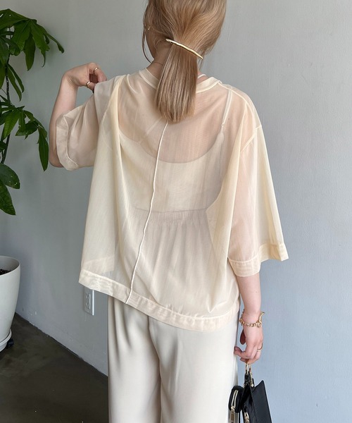 CAPRICIEUX LE'MAGE(カプリシューレマージュ)の「パワーメッシュTシャツ(Tシャツ/カットソー・レディース・ブラック/ベージュ/ライム・FREE)」の4枚目の写真